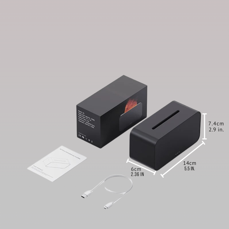 Minimalist Air Humidifier with Flame Imitation, with aromatherapy and LED lighting