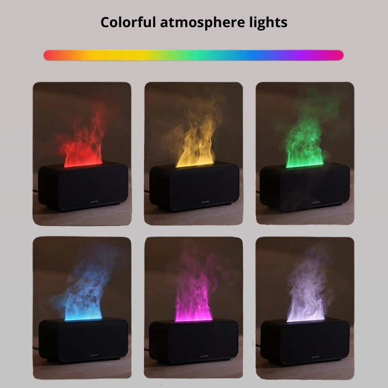 Minimalist Air Humidifier with Flame Imitation, with aromatherapy and LED lighting